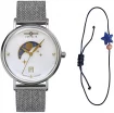 Luna Lady Moonphase Quartz Bracelet Set Mesh