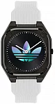 City Tech Thin Black Dial White Silicone Strap